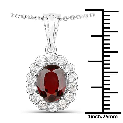 8.34 Carat Genuine Garnet and White Topaz .925 Sterling Silver 3 Piece Jewelry Set (Ring, Earrings, and Pendant w/ Chain)