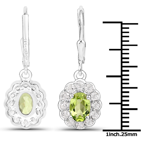 7.70 Carat Genuine Peridot and White Topaz .925 Sterling Silver 3 Piece Jewelry Set (Ring, Earrings, and Pendant w/ Chain)