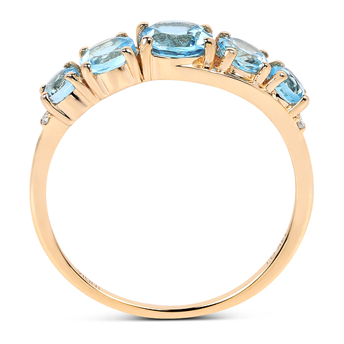 1.53 Carat Genuine Swiss Blue Topaz and White Diamond 14K Yellow Gold Ring