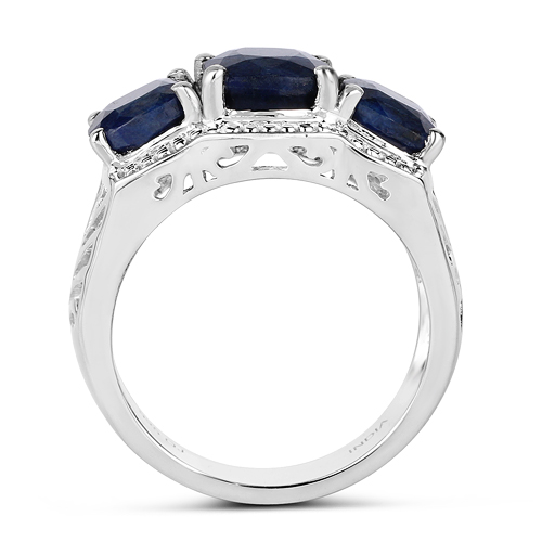 5.24 Carat Dyed Sapphire .925 Sterling Silver Ring