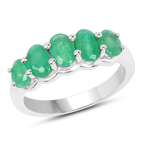 1.78 Carat Genuine Emerald .925 Sterling Silver Ring
