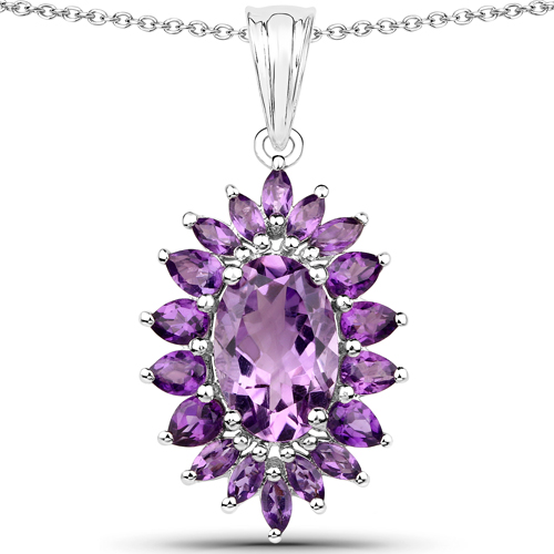 14.28 Carat Genuine Amethyst .925 Sterling Silver 3 Piece Jewelry Set (Ring, Earrings, and Pendant w/ Chain)
