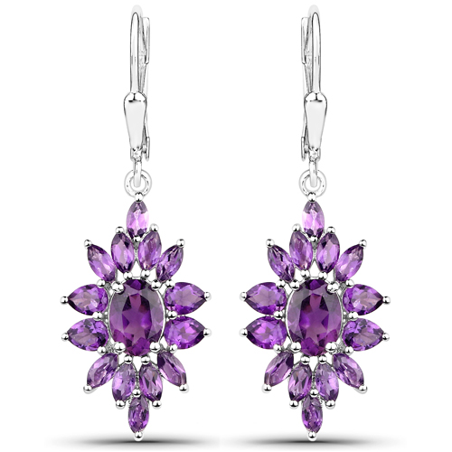 14.28 Carat Genuine Amethyst .925 Sterling Silver 3 Piece Jewelry Set (Ring, Earrings, and Pendant w/ Chain)