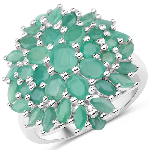 Emerald-3.32 Carat Genuine Emerald .925 Sterling Silver Ring