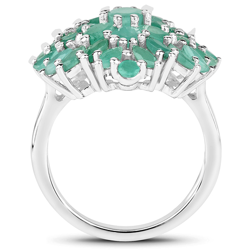 3.32 Carat Genuine Emerald .925 Sterling Silver Ring