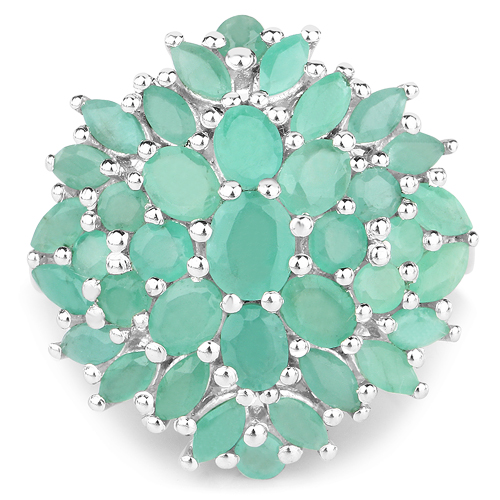 3.32 Carat Genuine Emerald .925 Sterling Silver Ring