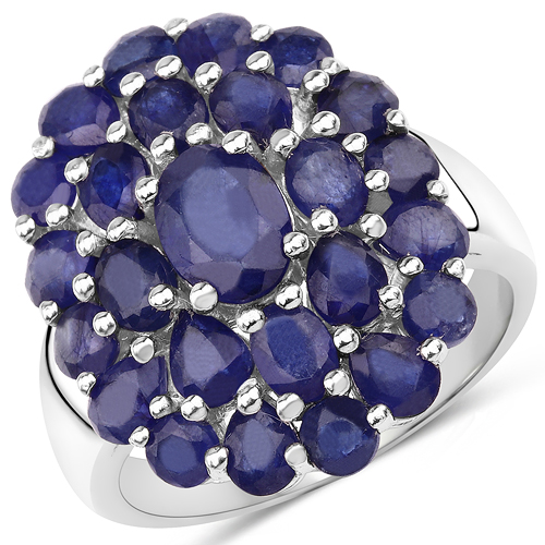 Sapphire-4.96 Carat Genuine Glass Filled Sapphire .925 Sterling Silver Ring