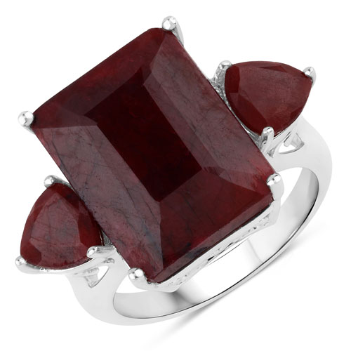 Ruby-13.82 Carat Dyed Ruby .925 Sterling Silver Ring