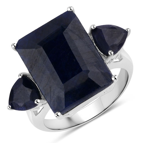 Sapphire-15.12 Carat Dyed Sapphire .925 Sterling Silver Ring