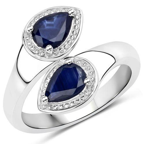 Sapphire-1.60 Carat Genuine Blue Sapphire .925 Sterling Silver Ring