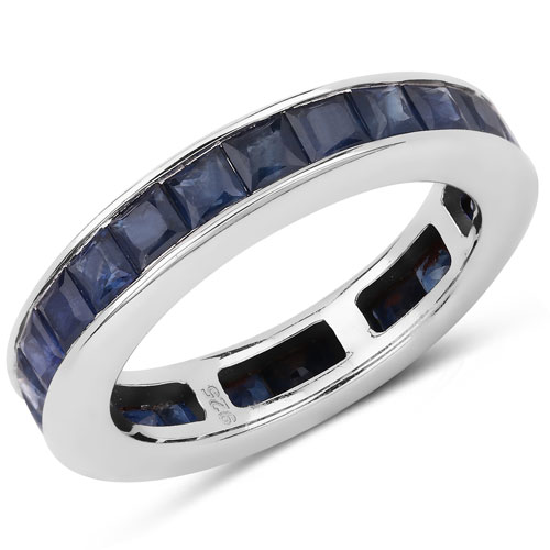 Sapphire-3.12 Carat Genuine Blue Sapphire .925 Sterling Silver Ring
