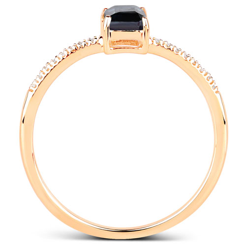 0.62 Carat Genuine Blue Sapphire and White Diamond 14K Yellow Gold Ring