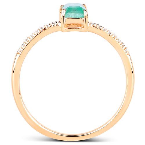 0.60 Carat Genuine Zambian Emerald and White Diamond 18K Yellow Gold Ring