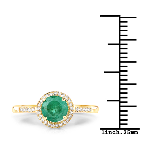 0.85 Carat Genuine Zambian Emerald and White Diamond 10K Yellow Gold Ring