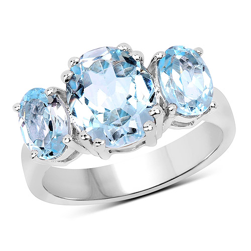 Rings-4.45 Carat Genuine  Blue Topaz .925 Sterling Silver Ring