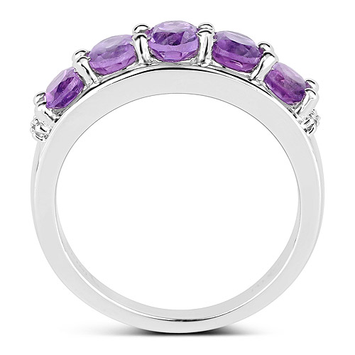 1.85 Carat Genuine  Amethyst and White Topaz .925 Sterling Silver Ring