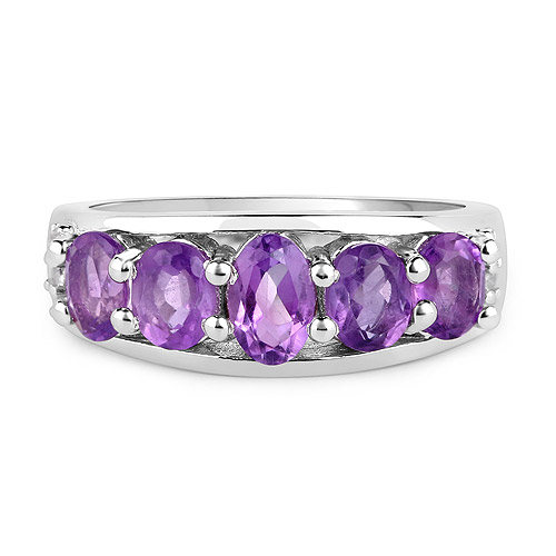 1.85 Carat Genuine  Amethyst and White Topaz .925 Sterling Silver Ring