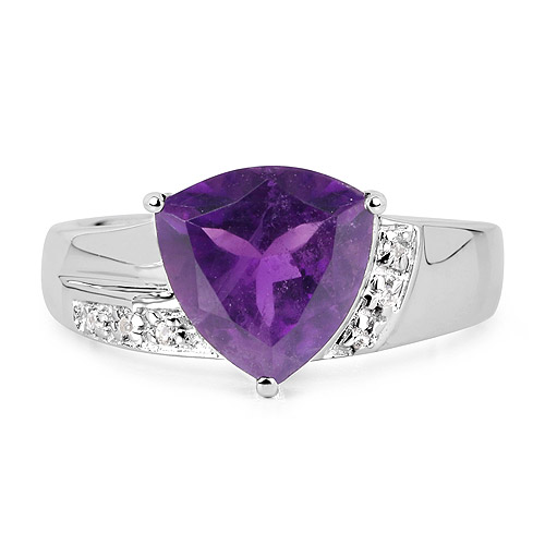 2.75 Carat Genuine Amethyst and White Topaz .925 Sterling Silver Ring