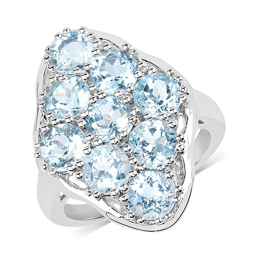 Rings-5.40 Carat Genuine Blue Topaz .925 Sterling Silver Ring