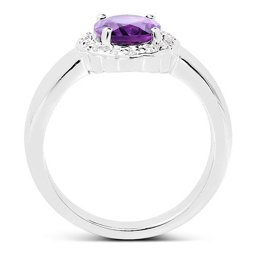 1.68 Carat Genuine  Amethyst and White Topaz .925 Sterling Silver Ring