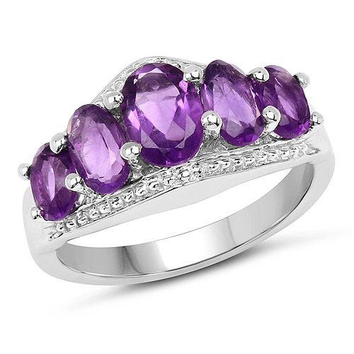 2.34 Carat Amethyst and Created Ruby .925 Sterling Silver Ring