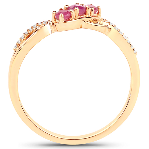0.30 Carat Genuine Ruby and White Diamond 18K Yellow Gold Ring