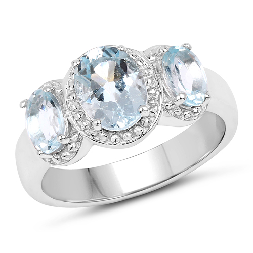 Rings-2.62 Carat Genuine  Blue Topaz .925 Sterling Silver Ring