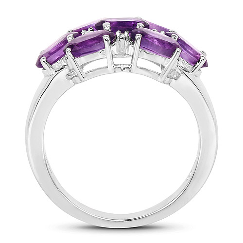 3.05 Carat Genuine  Amethyst and White Topaz .925 Sterling Silver Ring