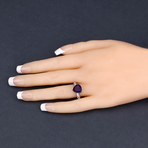 2.71 Carat Genuine Amethyst and White Topaz .925 Sterling Silver Ring