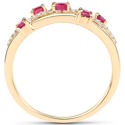 0.41 Carat Genuine Ruby and White Diamond 18K Yellow Gold Ring
