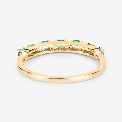 0.41 Carat Genuine Zambian Emerald and White Diamond 14K Yellow Gold Ring