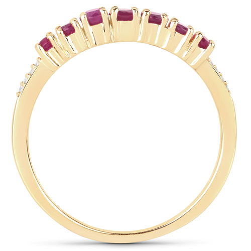0.45 Carat Genuine Ruby and White Diamond 14K Yellow Gold Ring