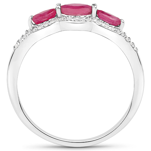 18K White Gold 0.46 Carat Genuine Ruby and White Diamond Ring