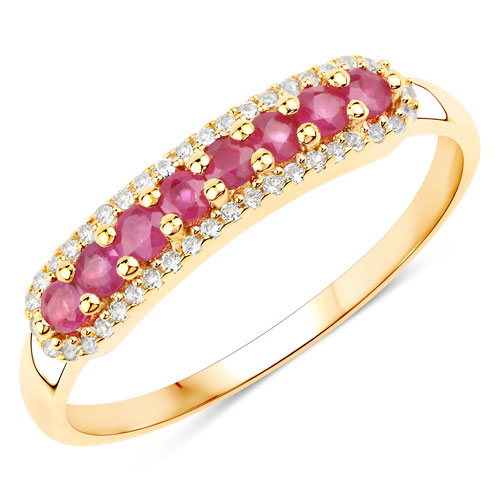 Ruby-0.47 Carat Genuine Ruby and White Topaz .925 Sterling Silver Ring