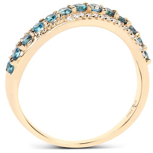 0.56 Carat Genuine London Blue Topaz and White Diamond 14K Yellow Gold Ring