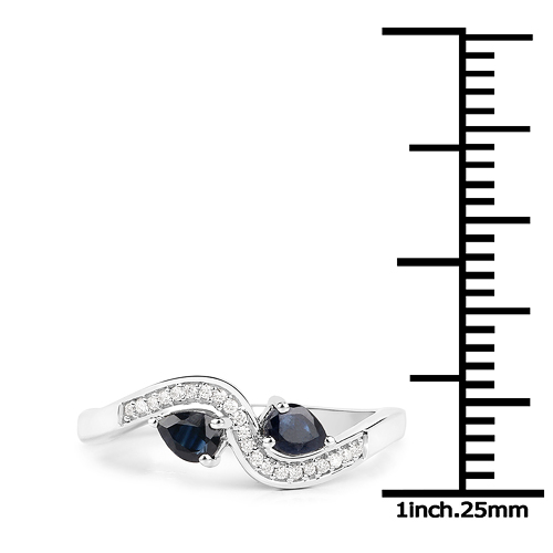 0.36 Carat Genuine Blue Sapphire and White Diamond 18K White Gold Ring