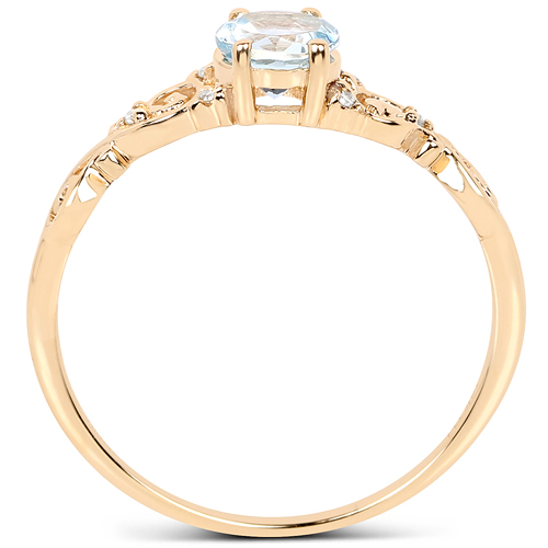 0.47 Carat Genuine Aquamarine and White Diamond 14K Yellow Gold Ring