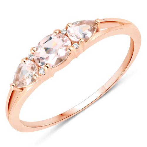 Rings-0.54 Carat Genuine Morganite and White Diamond 10K Rose Gold Ring