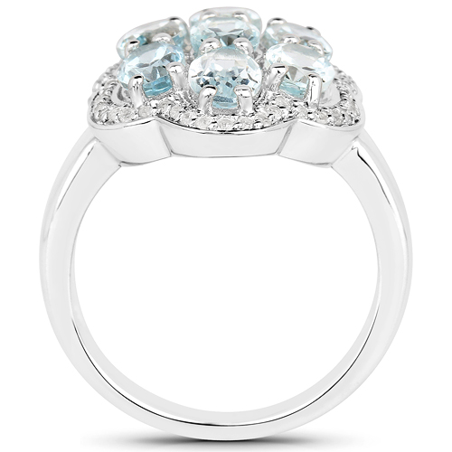 White Gold Heart Cut Aquamarine CZ 1.92 CT Wedding Engagement Silver Ring Set 