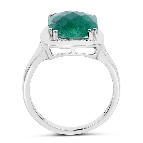 5.70 Carat Dyed Emerald .925 Sterling Silver Ring