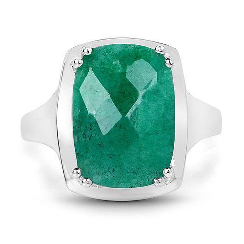 5.70 Carat Dyed Emerald .925 Sterling Silver Ring