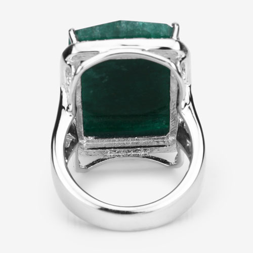 21.00 Carat Dyed Emerald .925 Sterling Silver Ring