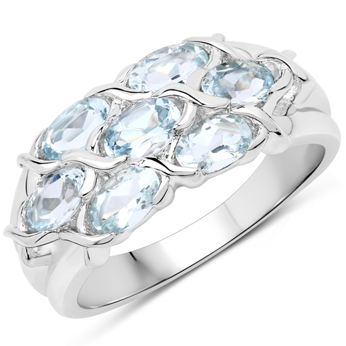 Rings-1.40 Carat Genuine Aquamarine .925 Sterling Silver Ring