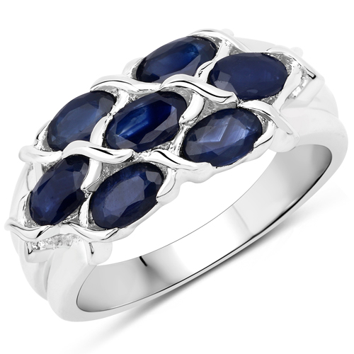 Sapphire-1.54 Carat Genuine Blue Sapphire .925 Sterling Silver Ring