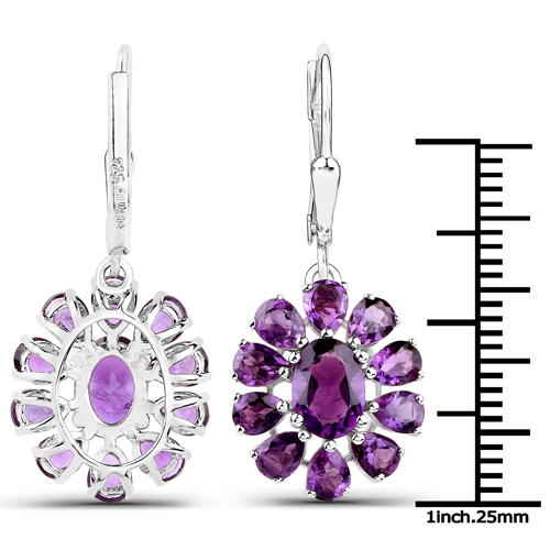 11.60 Carat Genuine Amethyst and White Topaz .925 Sterling Silver 3 Piece Jewelry Set (Ring, Earrings, and Pendant w/ Chain)