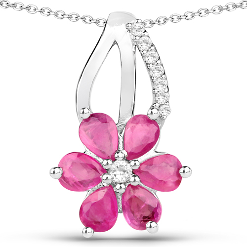 5.05 Carat Genuine Ruby and White Topaz .925 Sterling Silver 3 Piece Jewelry Set (Ring, Earrings, and Pendant w/ Chain)