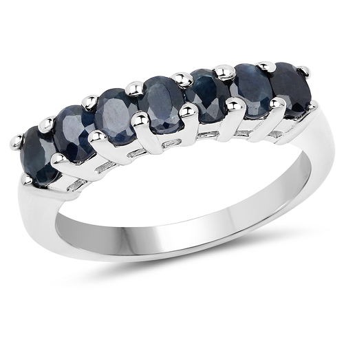 Sapphire-1.54 Carat Genuine Black Sapphire .925 Sterling Silver Ring