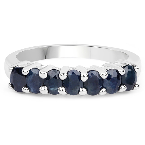 1.54 Carat Genuine Black Sapphire .925 Sterling Silver Ring