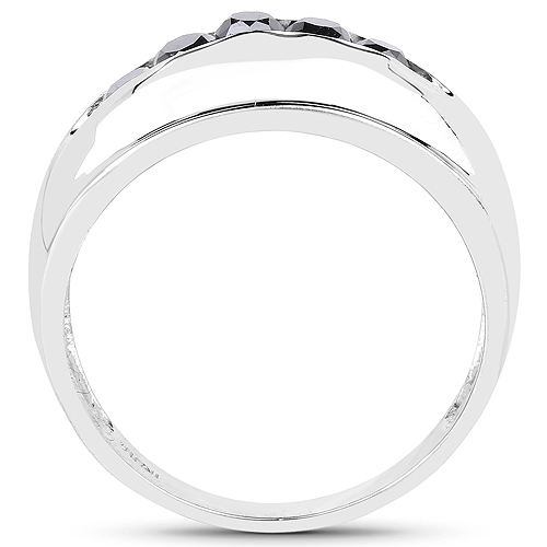 0.50 Carat Genuine Black Diamond .925 Sterling Silver Ring