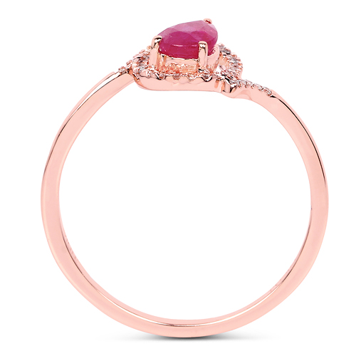 0.61 Carat Genuine Ruby and White Diamond 14K Rose Gold Ring